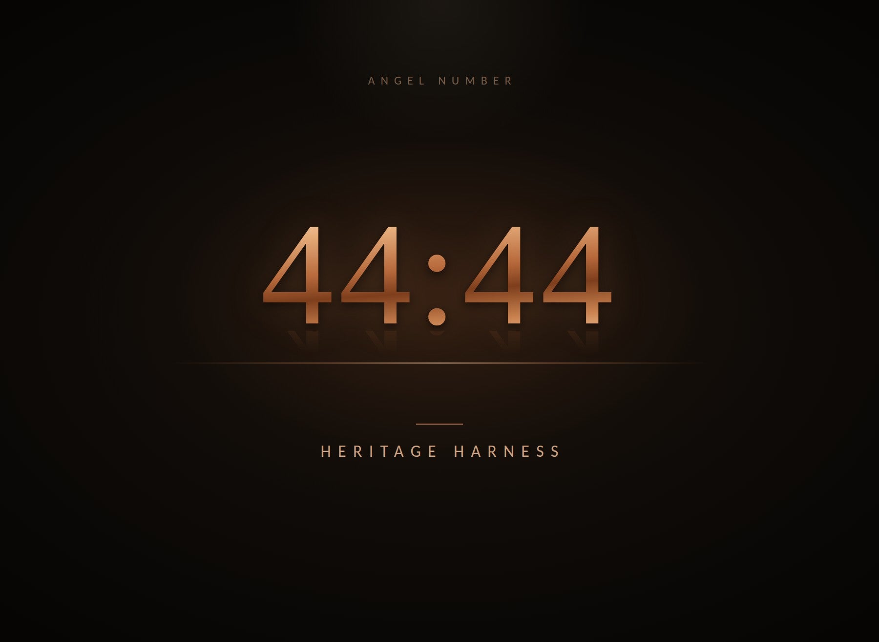 44:44 (4444) angel number in engraved copper, Heritage Harness